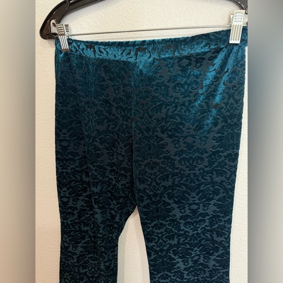 Vintage Wrangler Flare Leg Pull On Velvet Pants Teal Women’s Size Medium - Picture 2 of 4